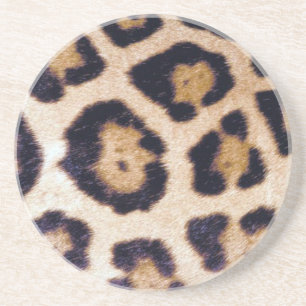 Leopard Print Big Cat Real Fur Pattern Coaster