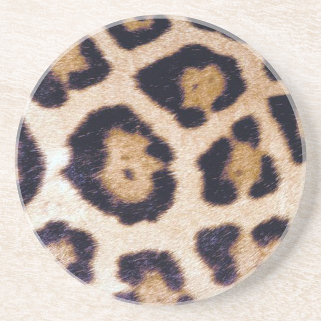 Leopard Print Big Cat Real Fur Pattern Coaster (Front)
