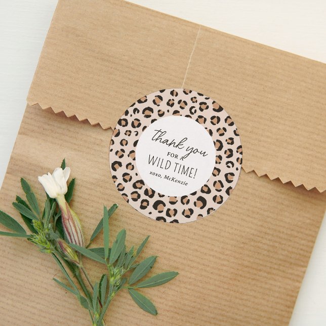 Leopard Print Birthday Party Classic Round Sticker (Creator Uploaded)