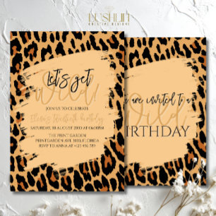 Leopard Print Birthday Stylish Animal Print Party Invitation