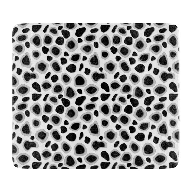 Leopard Print - Black and White Cutting Board (Front)