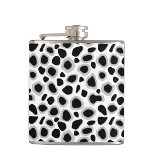 Leopard Print - Black and White Hip Flask