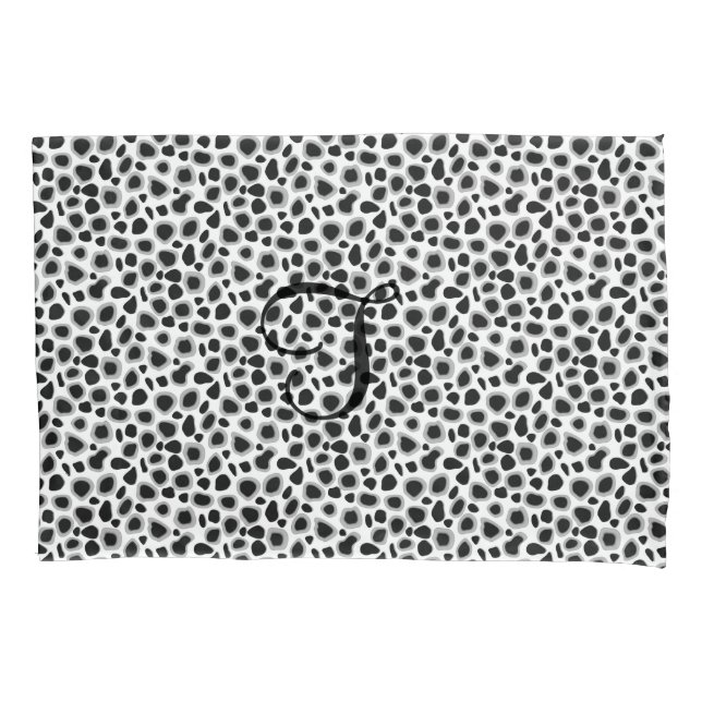 Leopard Print - Black and White Pillowcase (Front)