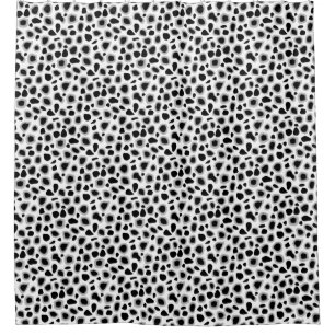 Leopard Print, Black and White Shower Curtain