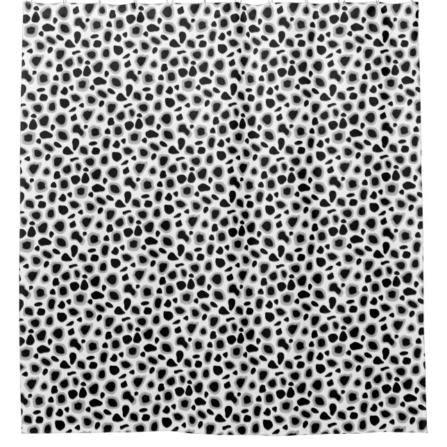 Leopard Print, Black and White Shower Curtain (Front)