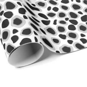 Leopard Print - Black and White Wrapping Paper