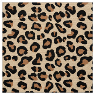 Leopard Print, Black, Brown, Rust and Tan Fabric