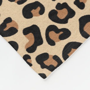 Leopard Print, Black, Brown, Rust and Tan Fleece Blanket