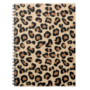 Leopard Print, Black, Brown, Rust and Tan Notebook