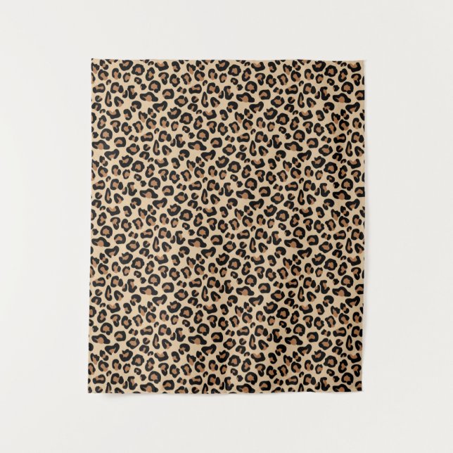 Leopard Print, Black, Brown, Rust and Tan Tapestry (Front)