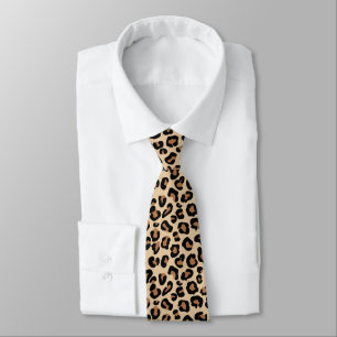 Leopard Print, Black, Brown, Rust and Tan Tie