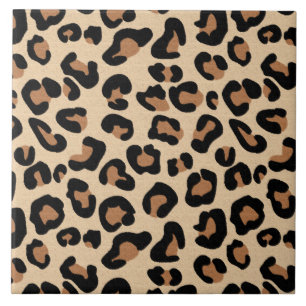 Leopard Print, Black, Brown, Rust and Tan Tile