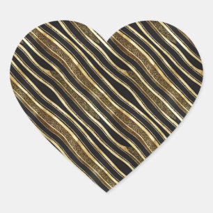 Leopard Print Black Cream Stripes Heart Sticker