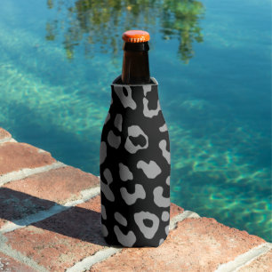 Leopard Print Black Grey Bottle Cooler
