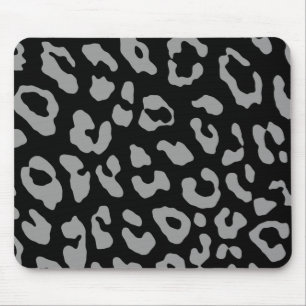 Leopard Print Black Grey Mouse Mat