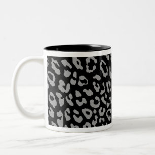 Leopard Print Black Grey Two-Tone Coffee Mug