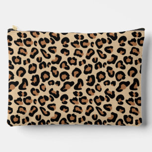 Leopard Print, Black, Rust and Tan Accessory Pouch