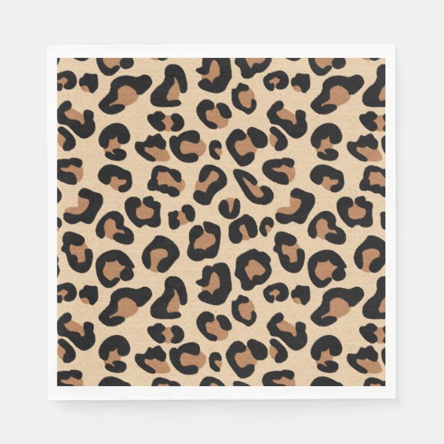 Leopard Print, Black, Rust and Tan Napkin (Front)