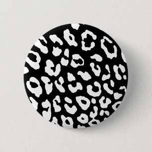 Leopard Print Black White 6 Cm Round Badge