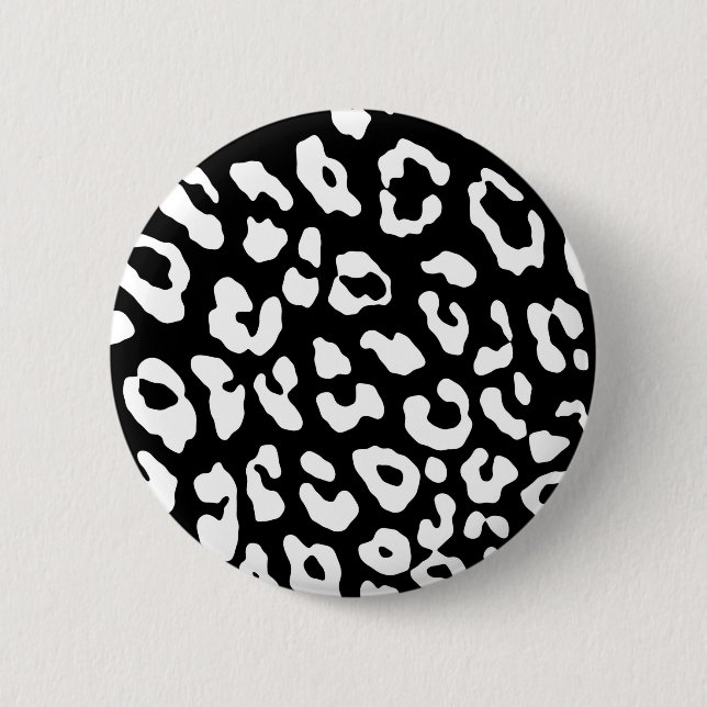 Leopard Print Black White 6 Cm Round Badge (Front)