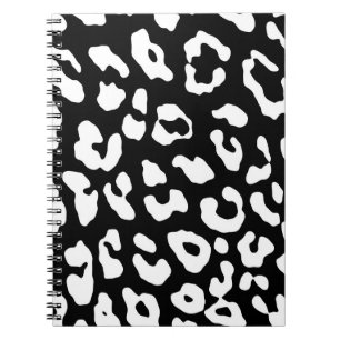 Leopard Print Black White Notebook
