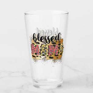 Leopard Print Blessed Mama Glass