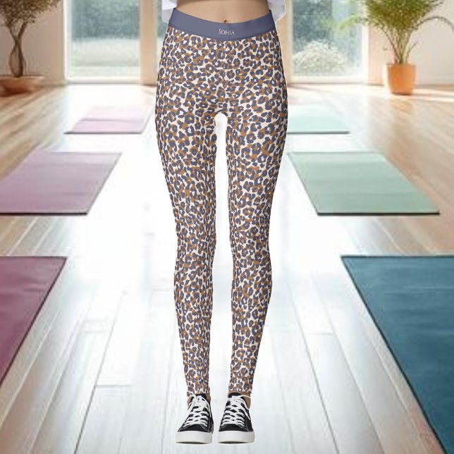 Leopard Print-Blue and Brown- Leggings (Leopard Print-Blue and Brown- Leggings )