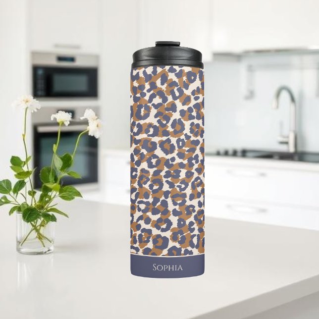 Leopard Print-Blue and Brown- Thermal Tumbler (Leopard Print-Blue and Brown- Thermal Tumbler )