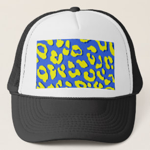 Leopard Print Blue Yellow Trucker Hat