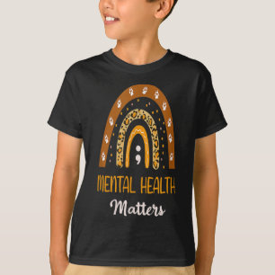 Leopard Print Boho Rainbow For Mental Health Aware T-Shirt