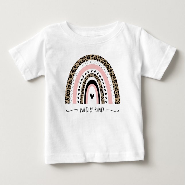 Leopard Print Boho Rainbow Wildly Kind T-Shirt (Front)