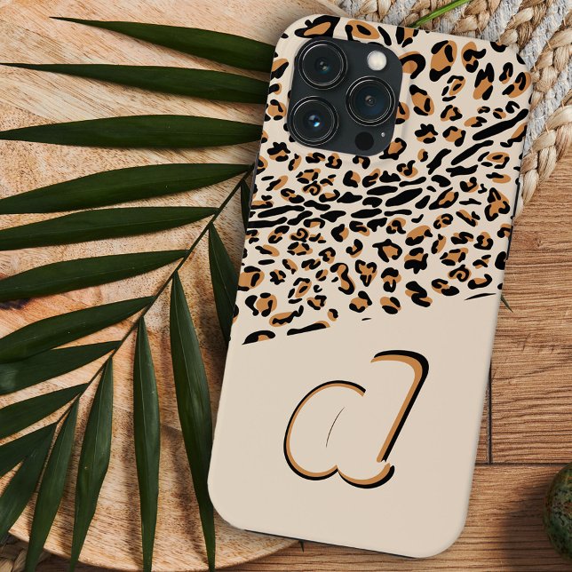 Leopard Print Bold Pop Initial Natural Case-Mate iPhone Case (Creator Uploaded)