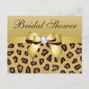 Leopard Print, Bow & Diamond  Bridal Shower Invitation
