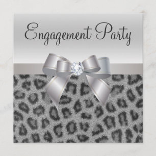 Leopard Print, Bow & Diamond  Engagement Party Invitation