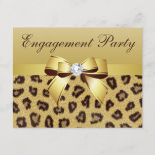 Leopard Print, Bow & Diamond  Engagement Party Invitation