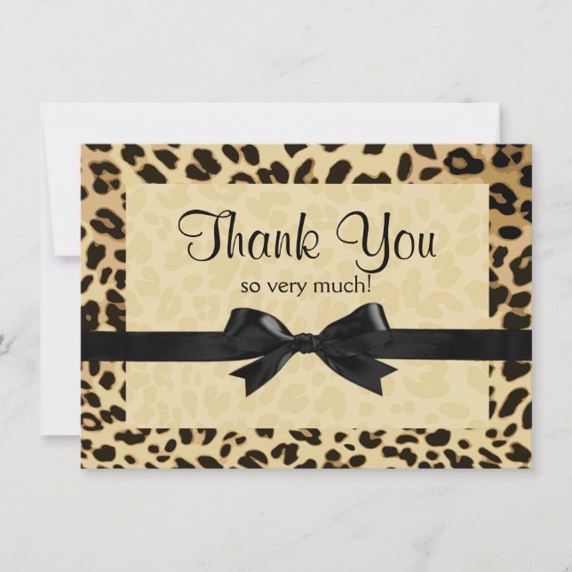 Leopard Print Bow Thank You Note (Front)