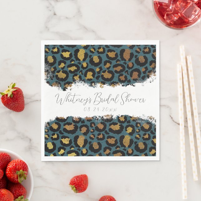 Leopard Print Bridal Shower Cocktail Napkins (Insitu)