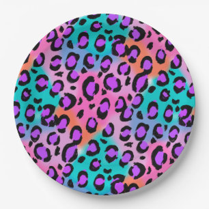 Leopard Print Bright and Colourful Party Paper Plate
