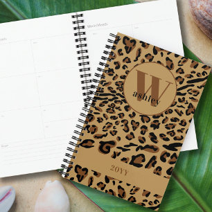 Leopard Print Brown Black Monogrammed 2022 Planner