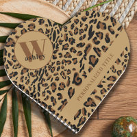Leopard Print Brown Black Monogrammed Heart Shaped