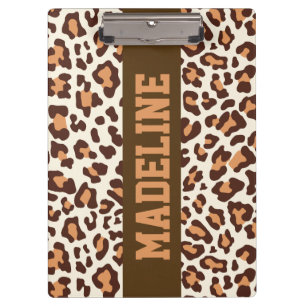 Leopard Print Brown Tan Cream Custom Clipboard