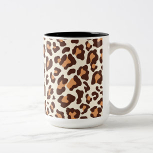 Leopard Print Brown, Tan, Cream Two-Tone Coffee Mug