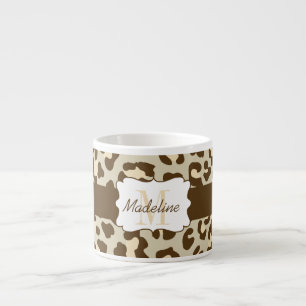 Leopard Print Brown Tan Peach Espresso Mug