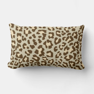 Leopard Print Brown, Tan, Peach Lumbar Cushion