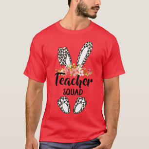 Leopard Print Bunny Teacher Squad , Easter Day  T-Shirt