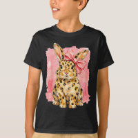 Leopard print bunny with pink bow cute spring