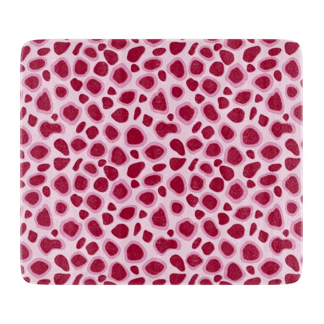 Leopard Print - Burgundy and Pink Cutting Board (Front)