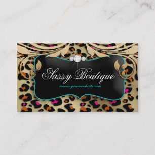 Leopard Print Business Card Beige Swirls Jewellery