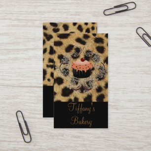 Leopard print Catering Pastry Chef Cupcake Bakery Business Card