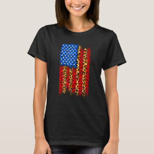 Leopard Print Cheetah American Flag 4th Of July In T-Shirt